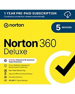 Norton 360 Deluxe Antivirus security Commercial 1 license(s) 1 year(s) 21432964