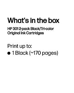 HP 301 2-pack Black/Tri-color Original Ink Cartridges N9J72AE