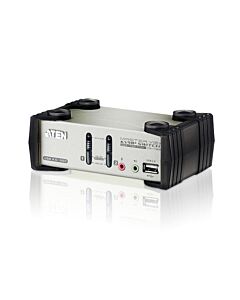 ATEN 2-Port USB - PS/2 VGA KVM Switch with Audio & USB 2.0 Hub (KVM Cables included) CS1732B-AT-E