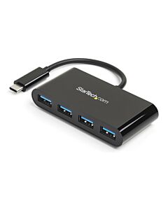 StarTech.com 4-Port USB-C Hub - USB-C to 4x USB-A - USB 3.0 Hub - Bus Powered~4-Port USB-C Hub - USB-C to 4x USB-A - USB 3.0 Hub - 5Gbps - Bus Powered HB30C4AB