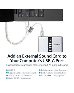 StarTech.com 7.1 USB Audio Adapter External Sound Card with SPDIF Digital Audio ICUSBAUDIO7D