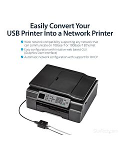 StarTech.com 10/100Mbps Ethernet to USB 2.0 Network LPR Print Server PM1115U2