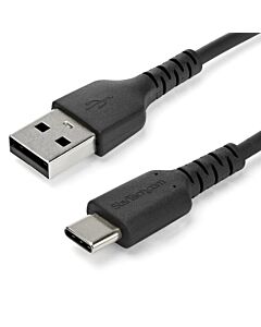StarTech.com 2m USB A to USB C Charging Cable - Durable Fast Charge & Sync USB 2.0 to USB Type C Data Cord - Rugged TPE Jacket Aramid Fiber M/M 3A Black - Samsung S10, iPad Pro, Pixel RUSB2AC2MB