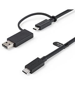 StarTech.com 3ft (1m) USB-C Cable with USB-A Adapter Dongle - Hybrid 2-in-1 USB C Cable w/ USB-A - USB-C to USB-C (10Gbps/100W PD), USB-A to USB-C (5Gbps) - Ideal for Hybrid Docking Station USBCCADP