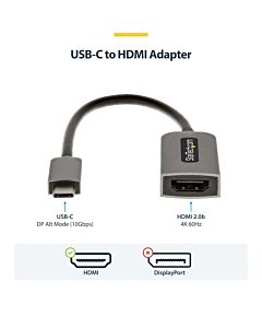 StarTech.com USB-C to HDMI Adapter, 4K 60Hz Video, HDR10, USB-C to HDMI Monitor Dongle, USB4 / Thunderbolt Compatible USBC-HDMI-CDP2HD4K60