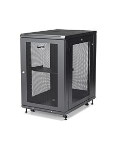 StarTech.com 4-Post 18U Server Rack Cabinet, Lockable 19" Data Rack Cabinet for Computer / AV / IT Equipment, Office / Home Network Rack with Casters & Adjustable Mounting Rails RK1833BKM