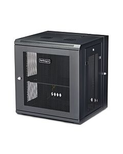 StarTech.com 4-Post 12U Wall Mount Network Cabinet with 1U Shelf, 19" Hinged Wall-Mounted Server Rack for Data / AV / Electronics / Computer Equipment, Flexible Vented Rack Enclosure RK12WALHM