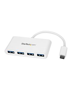 StarTech.com 4 Port USB C Hub with 4x USB-A Ports (USB 3.0 SuperSpeed 5Gbps) - USB Bus Powered - Portable/Laptop USB-C to USB-A Adapter Hub - USB 3.1 Gen 1/USB 3.2 Gen 1 Type-C Hub - White~4 Port USB C Hub with 4x USB-A Ports (USB 3.0 SuperSpeed 5Gbps) - HB30C4ABW