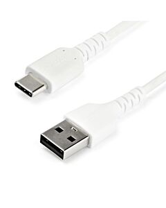 StarTech.com 2m USB A to USB C Charging Cable - Durable Fast Charge & Sync USB 2.0 to USB Type C Data Cord - Rugged TPE Jacket Aramid Fiber M/M 3A White - Samsung S10, iPad Pro, Pixel RUSB2AC2MW