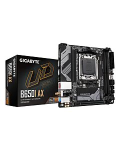 GIGABYTE B650I AX Motherboard - AMD Ryzen 9000 Series CPUs, 5+2+1 Phases VRM, up to 6400MHz DDR5 (OC), 1xPCIe 4.0 M.2, 2.5GbE LAN, WIFI 6E, USB 3.2 Gen 2 B650I AX