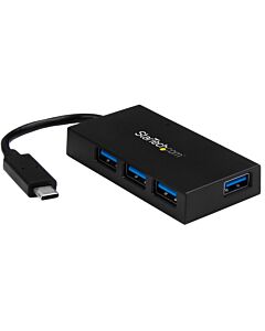 StarTech.com 4 Port USB C Hub - USB Type-C Hub w/ 4x USB-A Ports (USB 3.0/3.1 Gen 1 SuperSpeed 5Gbps) - USB Bus or Self Power - Portable USB-C to USB-A BC 1.2 Charging Hub w/ Power Adapter~4 Port USB C Hub - USB Type-C Hub w/ 4x USB-A Ports USB 3.0 hub (5 HB30C4AFS
