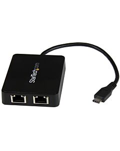 StarTech.com USB-C to Dual Gigabit Ethernet Adapter with USB (Type-A) Port US1GC301AU2R