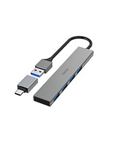 Hama 00200141 interface hub USB 3.2 Gen 1 (3.1 Gen 1) Type-A 5000 Mbit/s Grey 00200141