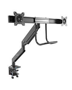 StarTech.com Desk Mount Dual Monitor Arm with USB & Audio - Slim Full Motion Adjustable Dual Monitor VESA Mount for up to 32" Displays - Ergonomic Articulating - C-Clamp/Gmet ARMSLIMDUAL2USB3
