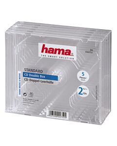Hama CD Double Jewel Case, Pack 5 2 discs Transparent 00044752