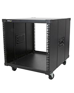 StarTech.com 4-Post 9U Mobile Open Frame Server Rack, Four Post Network Rack with Wheels, 19" Rolling Rack for Home/Office Narrow Floor Spaces, Small Data Rack for Computer/AV/IT Equipment - TAA Compliant RK960CP
