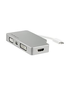 StarTech.com USB C Multiport Video Adapter with HDMI, VGA, Mini DisplayPort or DVI - USB Type C Monitor Adapter to HDMI 1.4 or mDP 1.2 (4K) - VGA or DVI (1080p) - Silver Aluminum CDPVGDVHDMDP