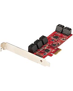 StarTech.com SATA PCIe Card - 10 Port PCIe SATA Expansion Card - 6Gbps - Low/Full Profile - Stacked SATA Connectors - ASM1062 Non-Raid - PCI Express to SATA Converter/Adapter 10P6G-PCIE-SATA-CARD