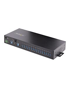 StarTech.com 16-Port Industrial USB 3.0 Hub 5Gbps, Metal, DIN/Surface/Rack Mountable, ESD Protection, Terminal Block Power, up to 120W Shared USB Charging, Dual-Host Hub/Switch 5G16AINDS-USB-A-HUB