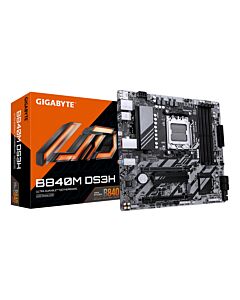 GIGABYTE B840M DS3H Motherboard - AMD Ryzen 9000 CPUs, 8+2+2 Phases VRM, up to 8200MHz DDR5, 2xPCIe 4.0 M.2, 2.5GbE LAN, USB 3.2 Gen 1 B840M DS3H