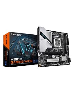 GIGABYTE H810M GAMING WIFI6 Motherboard - Intel Core Ultra (Series 2) CPUs, 4+1+2 Phases VRM, up to 6400MHz DDR5, 1xPCIe 4.0 M.2, 2.5GbE LAN, WIFI 6, USB 3.2 Gen 1 H810M GAMING WIFI6