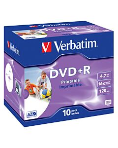 Verbatim DVD+R Wide Inkjet Printable ID Brand 43508