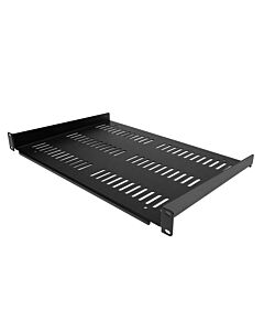 StarTech.com 1U Server Rack Shelf - Universal Vented Rack Mount Cantilever Tray for 19" Network Equipment Rack & Cabinet - Durable Design - Weight Capacity 55lb/25kg - 12" Deep Shelf, Black SHELF-1U-12-FIXED-V