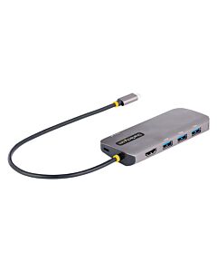 StarTech.com USB C Multiport Adapter, 4K 60Hz HDMI Video, 3 Port 5Gbps USB Hub, 100W Power Delivery Pass-Through, GbE, 12"/30cm Cable, Mini Travel Dock, Laptop Docking Station 127B-USBC-MULTIPORT