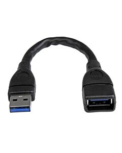 StarTech.com USB 3.0 A-to-A extension cable - 6 in, black USB3EXT6INBK