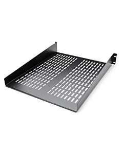StarTech.com 2U Server Rack Shelf - Universal Vented Rack Mount Cantilever Tray for 19" Network Equipment Rack & Cabinet - Heavy Duty Steel – Weight Capacity 50lb/23kg - 22" Deep Shelf, Black CABSHELF22V