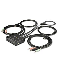StarTech.com 2 Port HDMI KVM Switch - 4K 60Hz - Compact Dual Port UHD/Ultra HD USB Desktop KVM Switch w/Integrated 4ft Cables & Audio - Bus Powered & Remote Switching - MacBook ThinkPad SV211HDUA4K