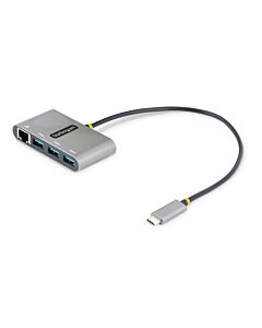 StarTech.com 3-Port USB-C Hub with Ethernet - 3x USB-A - Gigabit Ethernet - USB 3.0 5Gbps - Bus-Powered - 1ft/30cm Long USB Type-C Host Cable - GbE - Portable USB-C to USB-A Hub HB30C3A1GEA2