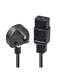 Lindy 2m UK 3 Pin Plug to IEC C19 Power Cable. Black 30459