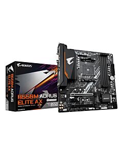 GIGABYTE B550M AORUS ELITE AX Motherboard - AMD Ryzen 5000 CPUs, 5+3 Phases VRM, up to 4733MHz DDR4, 1xPCIe 4.0 + 1xPCIe 3.0 M.2, Wi-Fi 6E, 1GbE LAN, USB 3.2 Gen 1 B550M AORUS ELITE AX