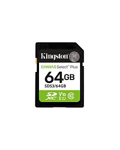 Kingston Technology 64GB SDXC Canvas Select Plus Gen3 100MB/s C10 UHS-I U1 V10 SDS3/64GB