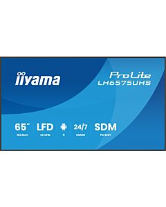 iiyama LH6575UHS-B2AG Signage Display Digital signage flat panel 163.8 cm (64.5") LCD Wi-Fi 500 cd/m² 4K Ultra HD Black Built-in processor Android 11 24/7 LH6575UHS-B2AG