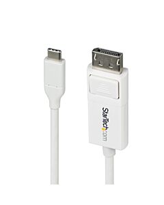 StarTech.com 6ft (2m) USB-C to DisplayPort 1.2 Cable, Bidirectional, 4K 60Hz, White Video Adapter Cord for Apple MacBook Pro / Air M1 M2 M3 M4, Mac Mini / Studio, Thunderbolt Compatible CDP2DP2MBW