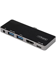 StarTech.com USB C Multiport Adapter - USB-C to 4K 60Hz HDMI 2.0, 100W Power Delivery Pass-Through Charging, 3-Port USB 3.0 Hub, Audio - USB-C Mini Dock - Portable USB Type-C Travel Dock DKT30ICHPD