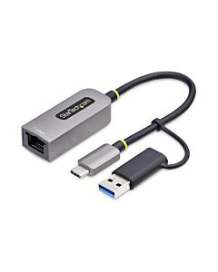 StarTech.com USB-C to Ethernet Adapter with USB-A Dongle, 10/100/1000Mbps, USB 3.0 to Gigabit Ethernet Network Adapter, 6in/15cm Attached Cable, USB GbE Adapter C21GA-USB-ETHERNET