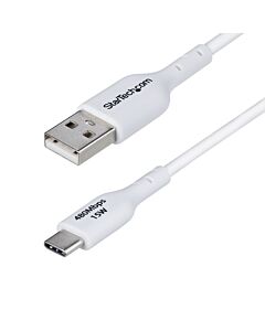 StarTech.com 3ft (1m) USB-A to USB-C Charging Cable, Charge & Sync, 3A, USB 2.0, TPE Jacket - White USB Charging Cord USB2AC1MNCWHE
