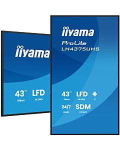 iiyama LH4375UHS-B2AG Signage Display Digital signage flat panel 108 cm (42.5") LCD Wi-Fi 500 cd/m² 4K Ultra HD Black Built-in processor Android 11 24/7 LH4375UHS-B2AG