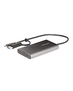 StarTech.com USB-C to Dual-HDMI Adapter - USB-C or A to 2x HDMI - 4K 60Hz - 100W Power Delivery Pass-Through - 1ft (30cm) Built-in Cable - USB to HDMI Multi-Monitor Converter for Laptop - TAA 109B-USBC-HDMI