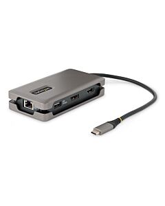 StarTech.com USB-C Multiport Adapter - 4K 60Hz HDMI/DP - 3-Port USB Hub - 100W Power Delivery Pass-Through - GbE - Travel Mini Docking Station w/ Charging - 1ft/30cm Wrap-Around Cable DKT31CDHPD3