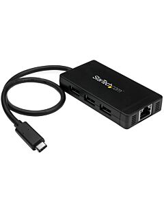StarTech.com 3-Port USB 3.0 Hub plus Gigabit Ethernet - USB-C - Includes Power Adapter~3-Port USB-C Hub with Gigabit Ethernet - USB-C to 3x USB-A - USB 3.0 (5Gbps) - Includes Power Adapter HB30C3A1GE