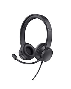 Trust HS-150 Headset Wired Head-band Office/Call center Black T25333