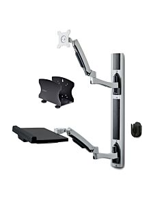 StarTech.com Wall Mount Workstation, VESA Mount For 32" Monitors (22lb/10kg), Fully Articulating Single Monitor Mount & Keyboard Tray w/Desktop Computer/PC Bracket, Standing Desk 2PASTSC-WALL-MOUNT