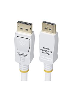 StarTech.com 6ft (1.8m) White VESA  DisplayPort 1.2 Cable, 4K 60Hz, 21.6Gbps, Latching DP Connectors, DP 1.2 DisplayPort Cable, DP Monitor Cord, M/M DP12-CABLE-6FTW