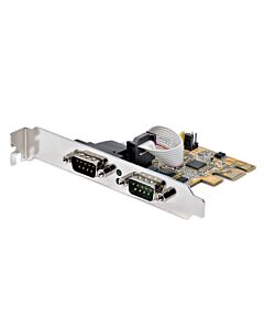 StarTech.com 2-Port PCI Express Serial Interface Card, Dual Port PCIe to RS232 (DB9) Serial Card, 16C1050 UART, Low/Full Profile Brackets, COM Retention, For Windows/Linux 21050-PC-SERIAL-LP
