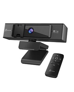 j5create JVCU435 USB™ 4K Ultra HD Webcam with 5x Digital Zoom Remote Control, 3840 x 2160 Video Capture Resolution, Black and Silver JVCU435-N