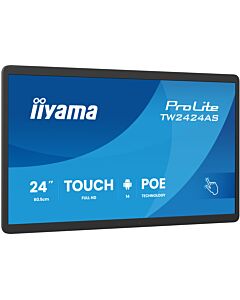 iiyama TW2424AS-B3P Signage Display Interactive flat panel 60.5 cm (23.8") Wi-Fi 450 cd/m² Full HD Black Touchscreen Built-in processor Android 24/7 TW2424AS-B3P